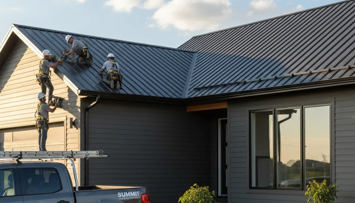 Metal roofing installation on Portland, OR home by Next Level Exteriors contractors