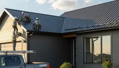 Metal roofing installation on Portland, OR home by Next Level Exteriors contractors