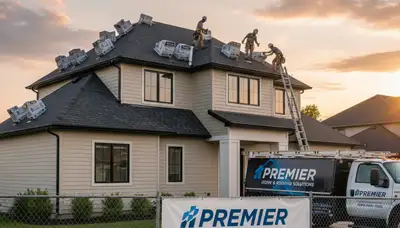 Roof installation contractors working on a Portland OR home exterior with durable weatherproof siding
