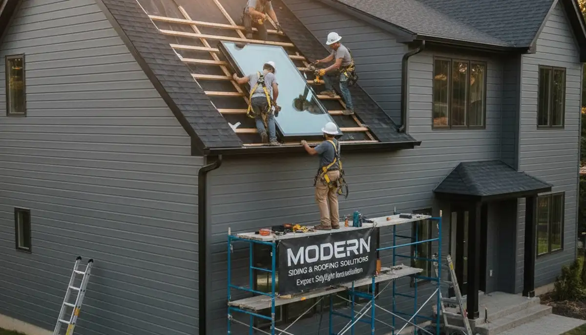 Skylight installation in Portland, OR by vinyl siding contractors at Next Level Exteriors